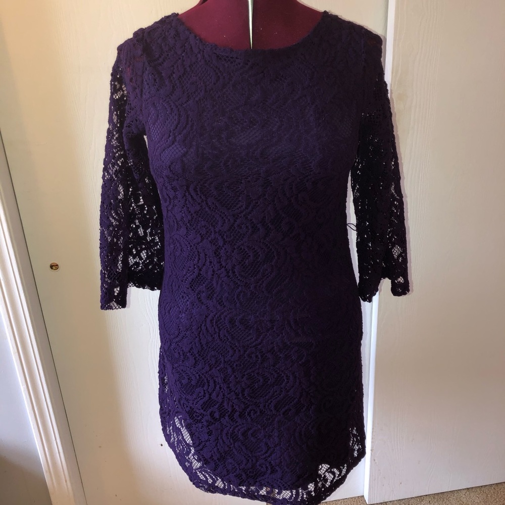 Deep purple lace overlay dress. Size 6